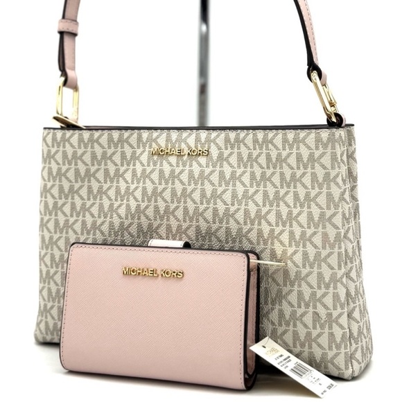 Michael Kors Trisha Triple Compartment Crossbody Bag & Bifold Zip Chain Wallet - Picture 1 of 13